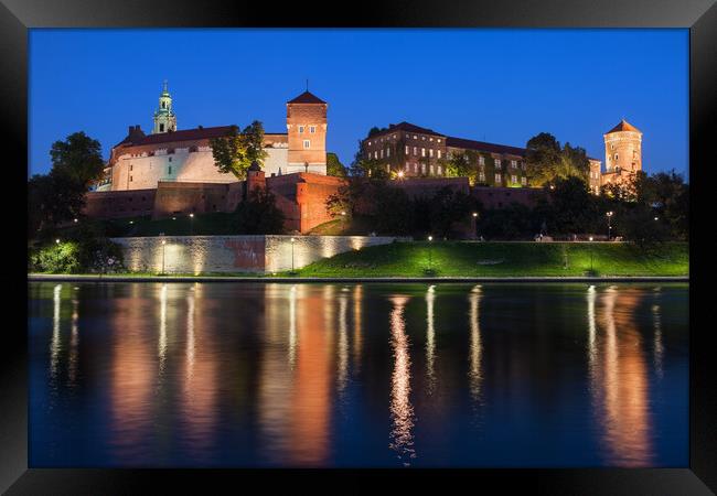 Wawel Castle at Night in Krakow Framed Print by Artur Bogacki