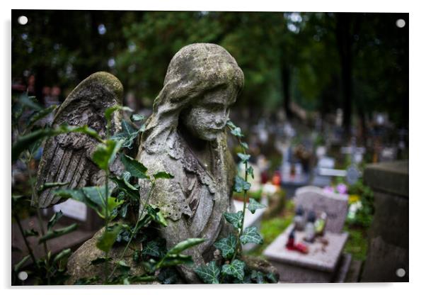 Little Angel Sculpture in Old Necropolis Acrylic by Artur Bogacki