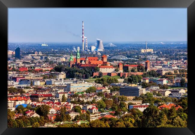 City Of Krakow Aerial View Framed Print by Artur Bogacki