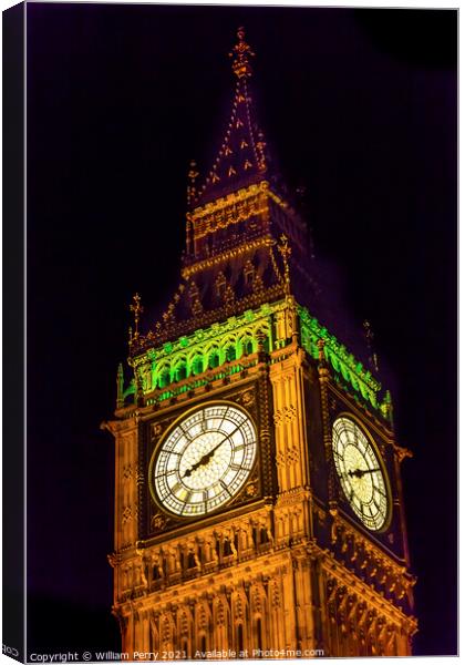 Big Ben Tower Houses of Parliament Westminster London England Canvas Print by William Perry