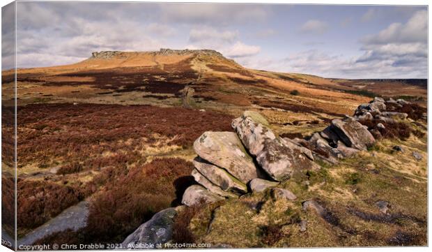 Looking over to Higger Tor from Carl Wark Canvas Print by Chris Drabble