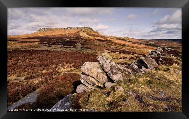 Looking over to Higger Tor from Carl Wark Framed Print by Chris Drabble
