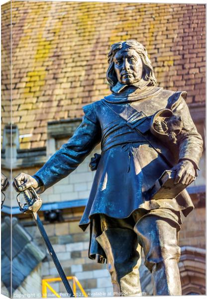 Oliver Cromwell Statue Parliament Westminster London England Canvas Print by William Perry