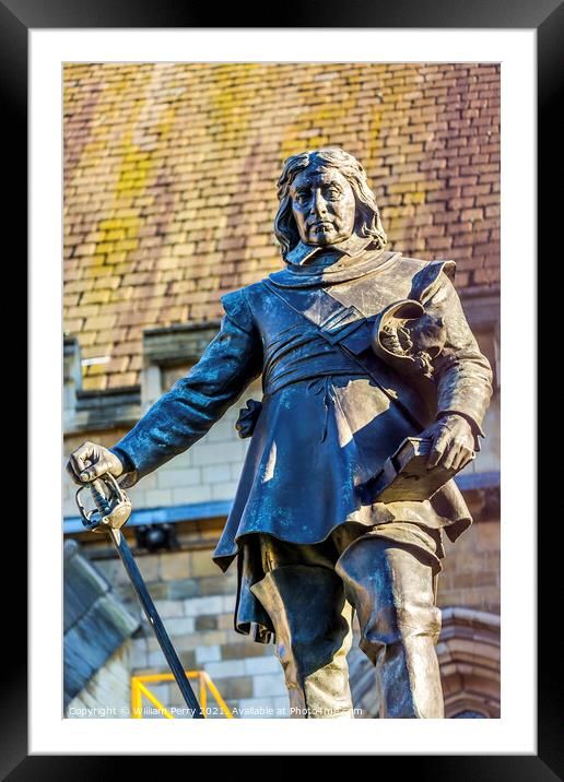 Oliver Cromwell Statue Parliament Westminster London England Framed Mounted Print by William Perry