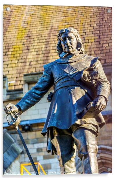 Oliver Cromwell Statue Parliament Westminster London England Acrylic by William Perry