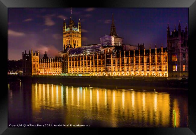 Houses of Parliament Westminster Bridge London England Framed Print by William Perry