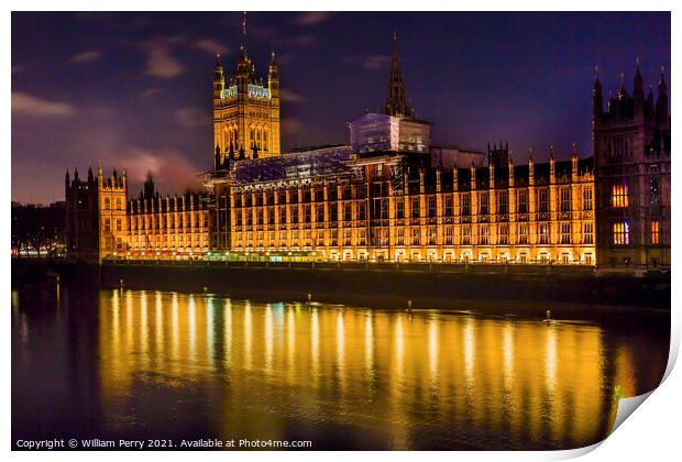 Houses of Parliament Westminster Bridge London England Print by William Perry
