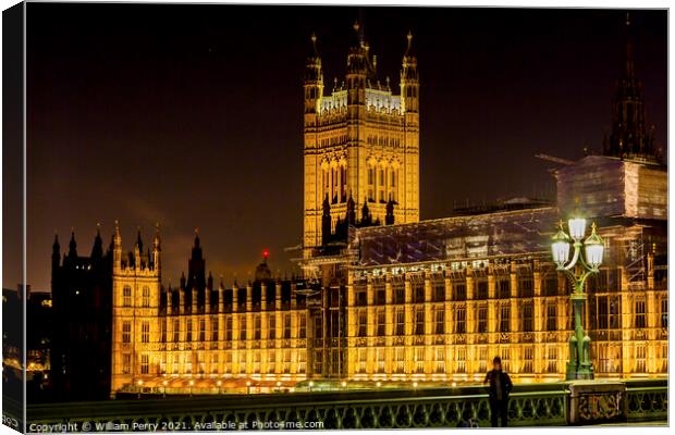 Houses of Parliament Westminster Bridge London England Canvas Print by William Perry