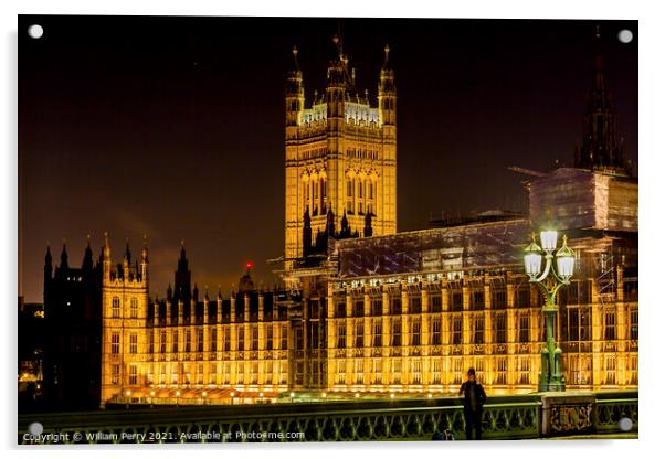 Houses of Parliament Westminster Bridge London England Acrylic by William Perry