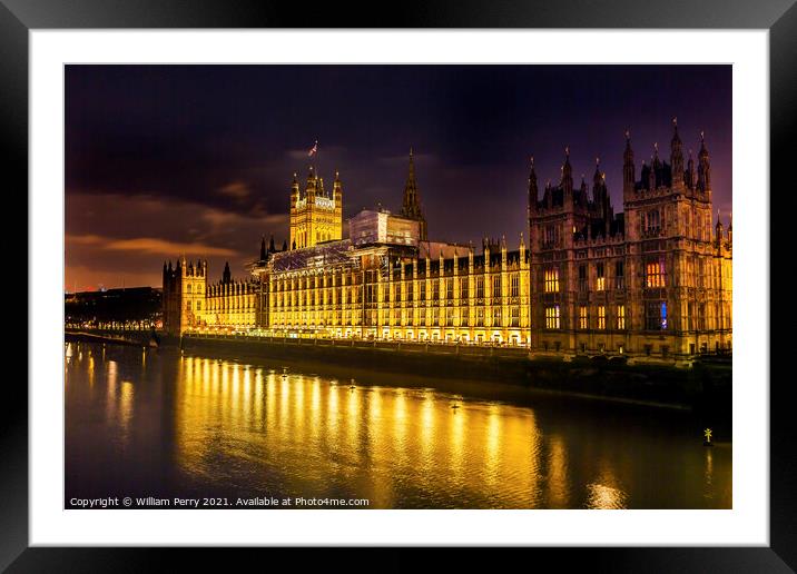 Parliament Westminster Bridge London England Framed Mounted Print by William Perry