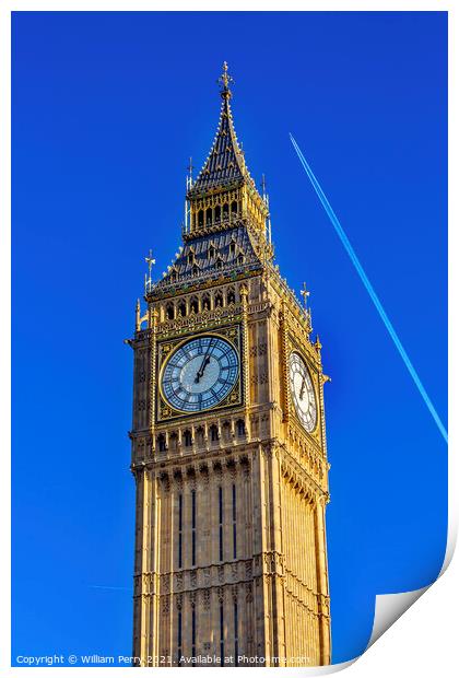 Big Ben Tower Plane Houses of Parliament Westminster London Engl Print by William Perry