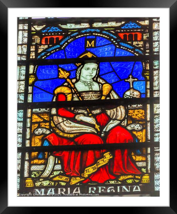 Queen Bloody Mary Stained Glass Chapter House Westminster Abbey  Framed Mounted Print by William Perry