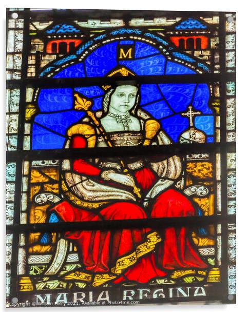 Queen Bloody Mary Stained Glass Chapter House Westminster Abbey  Acrylic by William Perry