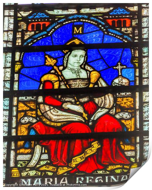 Queen Bloody Mary Stained Glass Chapter House Westminster Abbey  Print by William Perry