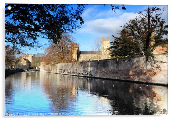 Bishops palace Wells Acrylic by Les Schofield