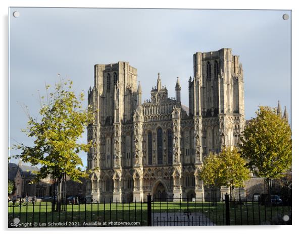 Wells Cathedral  Somerset  Acrylic by Les Schofield