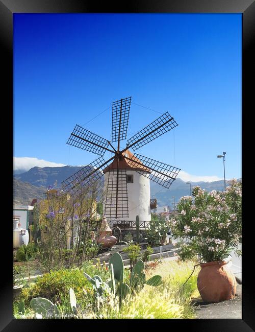 Windmill at Mogan Framed Print by Les Schofield