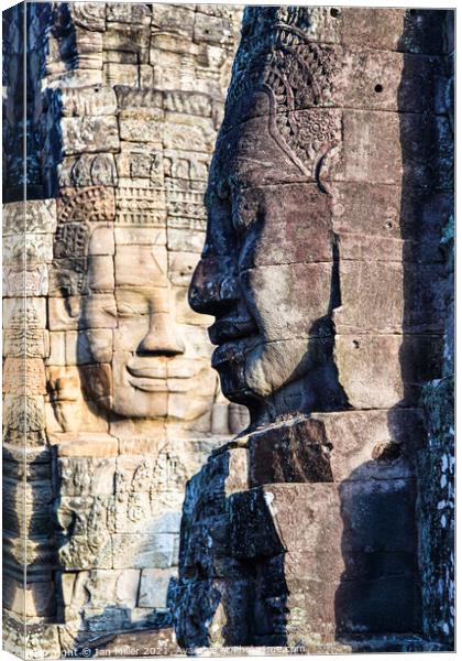 Faces of Angkor Thom, Cambodia Canvas Print by Ian Miller