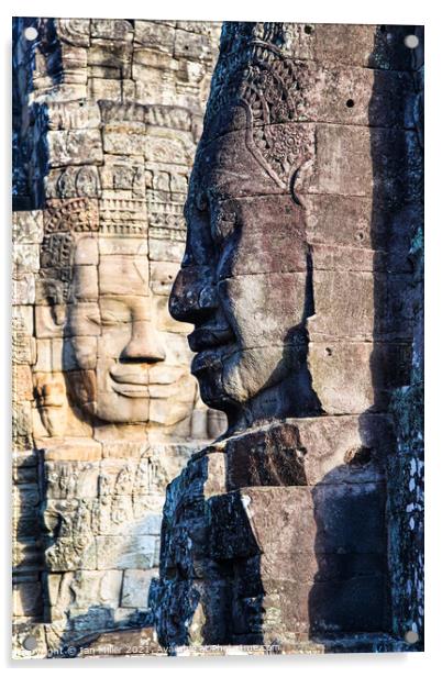 Faces of Angkor Thom, Cambodia Acrylic by Ian Miller