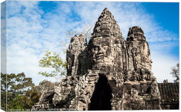 South Gate at Angkor Thom temple, Cambodia Canvas Print by Ian Miller