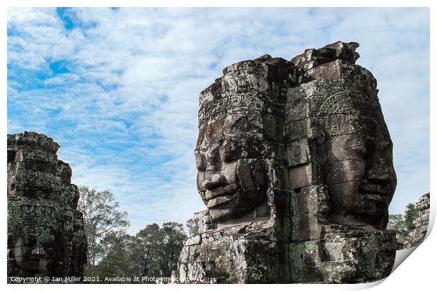 Faces of Angkor Thom, Cambodia Print by Ian Miller