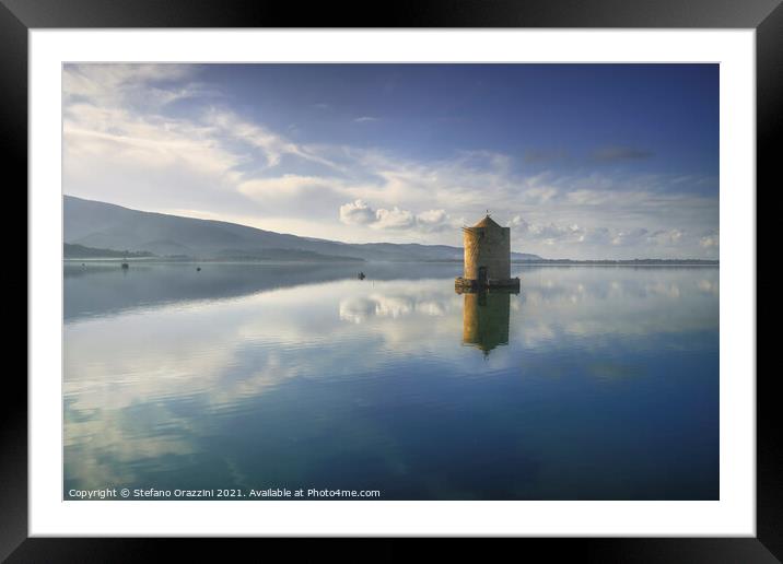 Spanish Windmill in Orbetello Lagoon. Italy Framed Mounted Print by Stefano Orazzini