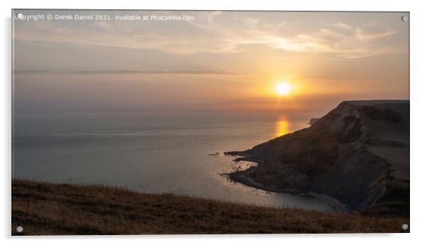 Jurassic coastline nearing Sunset Acrylic by Derek Daniel