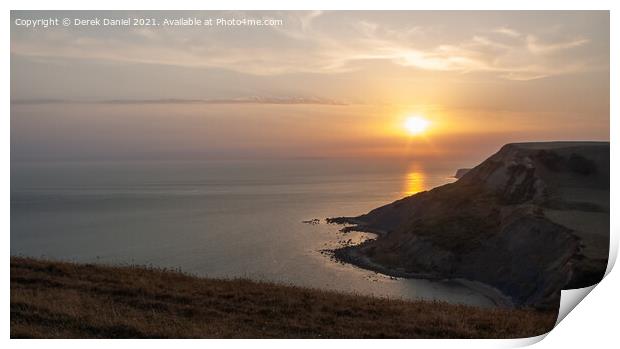 Jurassic coastline nearing Sunset Print by Derek Daniel