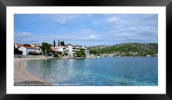 Peaceful Rogoznica Bay Croatia Panoramic Framed Mounted Print by Diana Mower