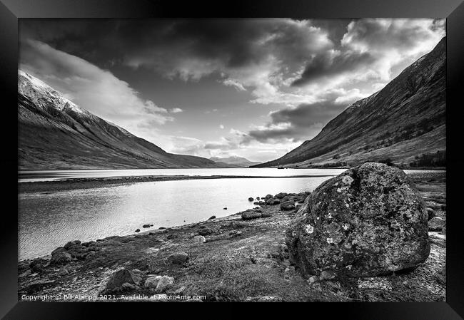 Loch Etive Monochrome. Framed Print by Bill Allsopp