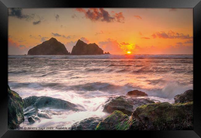 Majestic Cornish Coastal Sunset Framed Print by Jeremy Sage