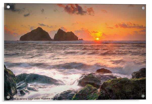 Majestic Cornish Coastal Sunset Acrylic by Jeremy Sage