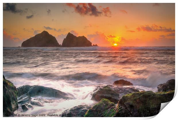 Majestic Cornish Coastal Sunset Print by Jeremy Sage