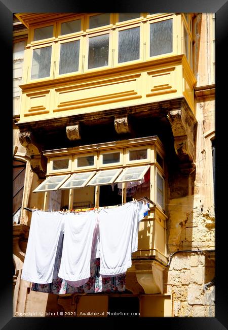 Washing Line, Malta. Framed Print by john hill