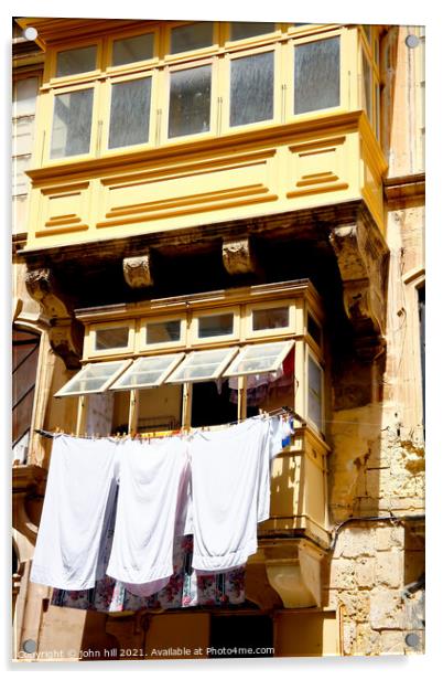 Washing Line, Malta. Acrylic by john hill