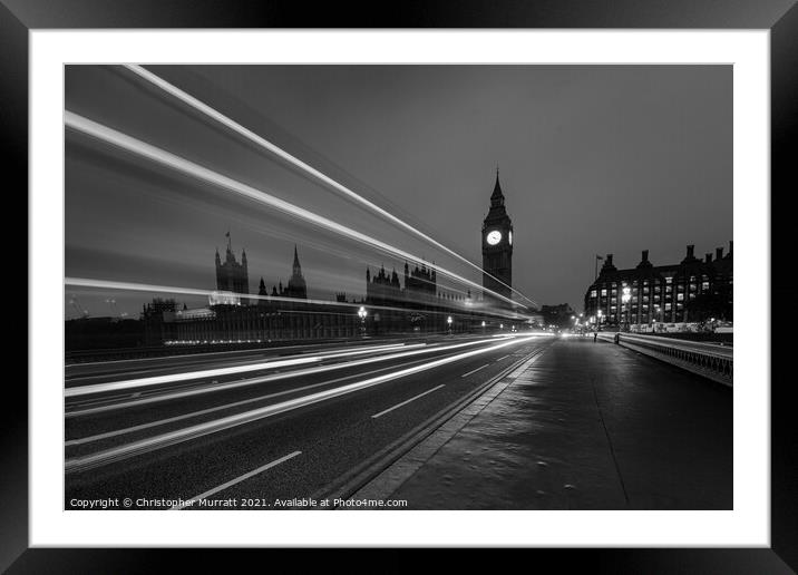 London Light Trails Framed Mounted Print by Christopher Murratt