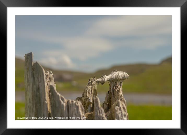 Weather worn post at Dalmore Beach Framed Mounted Print by Jaxx Lawson