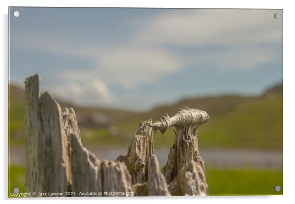 Weather worn post at Dalmore Beach Acrylic by Jaxx Lawson
