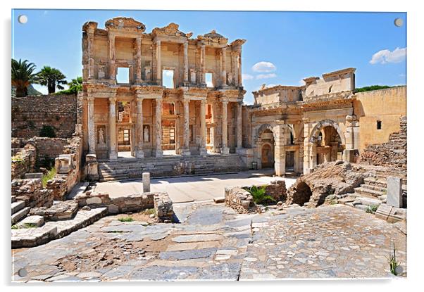 Library of Celsus and Gate of Augustus Acrylic by Michael Oakes