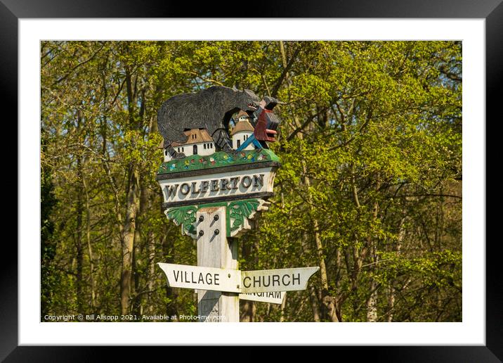 Wolferton Village sign. Framed Mounted Print by Bill Allsopp