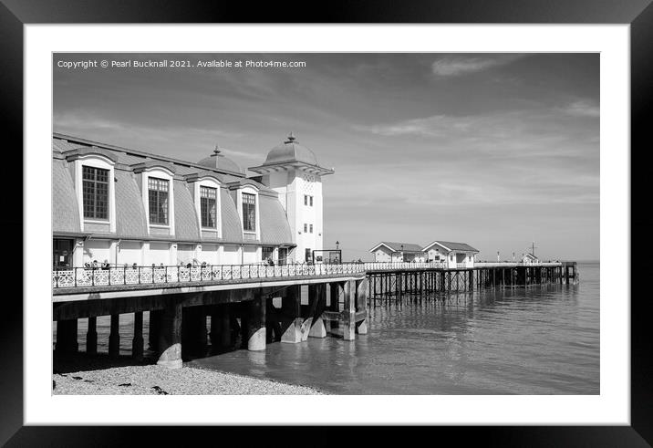 Black and White Penarth Pier Wales South Coast Framed Mounted Print by Pearl Bucknall
