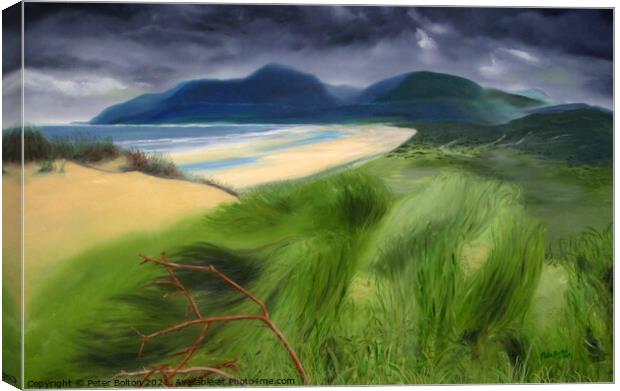 N.Ireland coast. Painting in oils by Peter Bolton 2005. Canvas Print by Peter Bolton