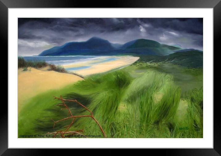 N.Ireland coast. Painting in oils by Peter Bolton 2005. Framed Mounted Print by Peter Bolton