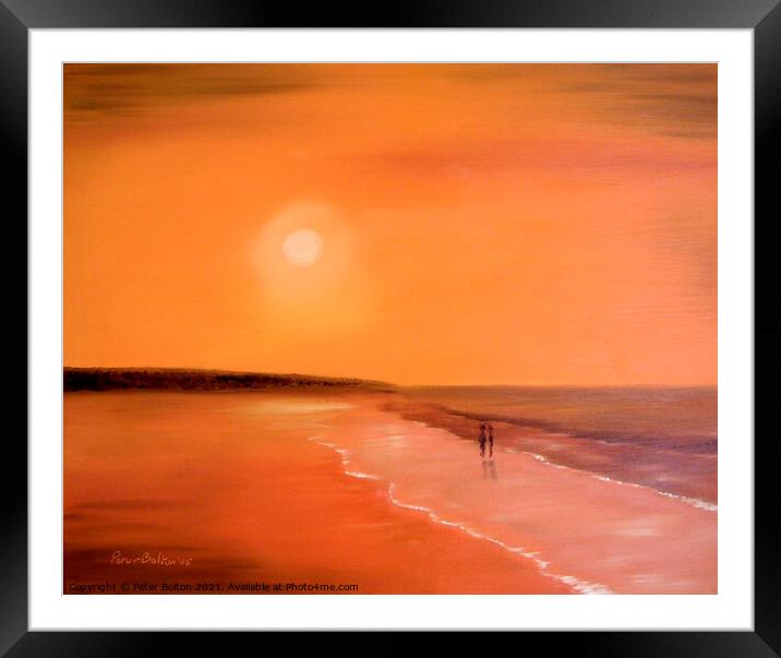 Cadmium Beach, abstract painting by Peter Bolton, 2005.  Framed Mounted Print by Peter Bolton