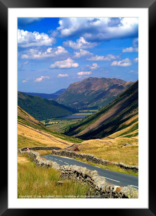 Kirkstone Pass Lake district  Framed Mounted Print by Les Schofield