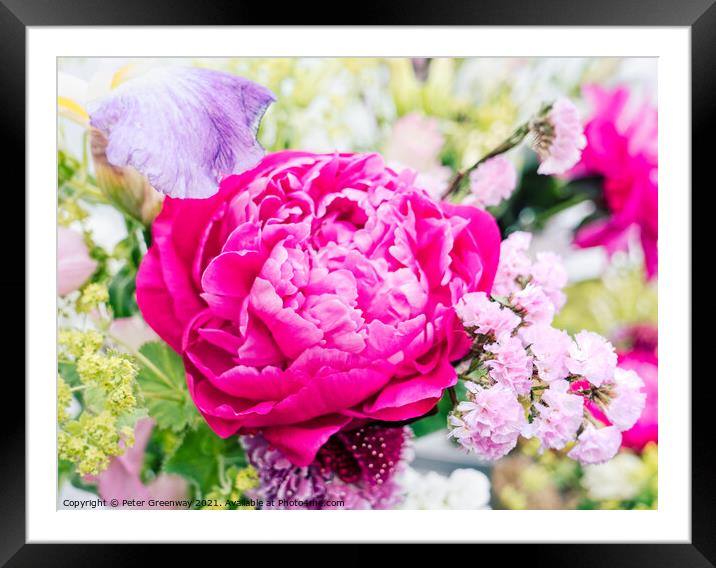 Peony Floral Arrangement Centrepiece Framed Mounted Print by Peter Greenway