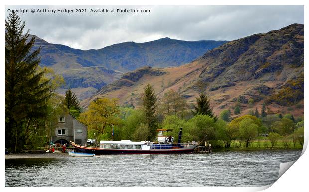 From the boat on Coniston Water,  Print by Anthony Hedger