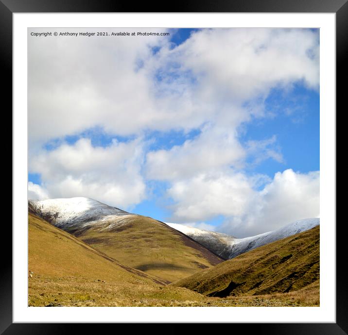Snow in them hills Framed Mounted Print by Anthony Hedger