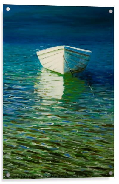 'The White Boat'. Painting in oils by Peter Bolton 2004. Acrylic by Peter Bolton