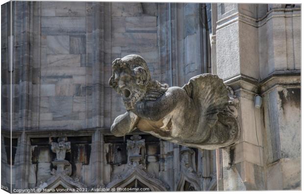 Man gargoyle statue on cathedral Canvas Print by Maria Vonotna